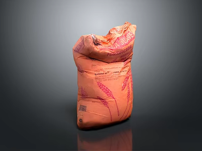 High Quality Orange Wheat Flour Bag With Wheat Graphics And Brand Label 3d model
