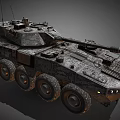 Modern Wheeled Military Tank with Camouflage Paint Six Wheels Cannon and Top Equipment