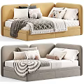 Kids Bed With Upholstered Headboard Decorative Pillows Blanket And Stuffed Bear Toy Multiple Color Options
