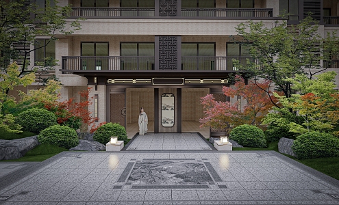 New Chinese Style Door Entrance Landscape 3d model