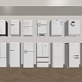 Various White Refrigerators And Freezers Different Models Display In Kitchen Appliance Showroom 3d model