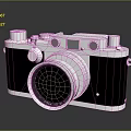 Vintage Digital Camera Silver Black Body With Lens Buttons And Knobs On Dark Background 3d model