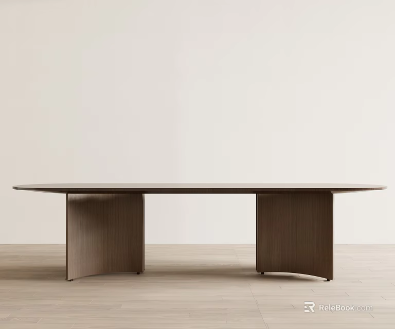 Modern Minimalist Wooden Dining Table With Unique Leg Design And Light Background 3d model 