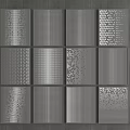 Gray Square Wall Panels With Various Textures And Different Perforated Pattern Designs 3d model
