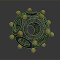 Decorative Sphere Sculpture With Circular Holes And Metallic Golden Balls Ornate Design
