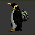 3D Penguin Character Carrying Green Checkered Backpack in Stylish Design 3d model