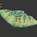Golden Croissant With Dark Fruit Toppings Shiny Crust And Flaky Texture On Black Reflective Surface
