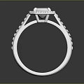 Elegant Silver Ring Featuring Square Gemstone And Small Diamonds On Beaded Band