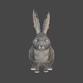 Gray Rabbit Game Movie Character With Long Ears In Sitting Pose On Dark Background
