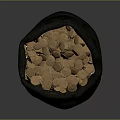 Black Fabric Bag Full Of Golden Coins On Gray Background