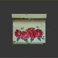 Green Decorative Component With Red Floral Pattern And Green Leaves