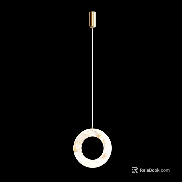 Modern White Ring Chandelier With Glass Construction And Hanging Pendant Design 3d model 