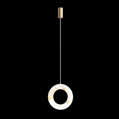 Modern White Ring Chandelier With Glass Construction And Hanging Pendant Design 3d model