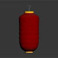 Red Decorative Lantern With Yellow Top Base And Lit Candle Wick