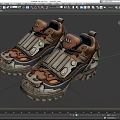 Outdoor Shoes With Brown And Gray Color Metal Accents Thick Sole And Zipper Details