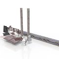 Construction Site Structure Components With Tall Columns Long Beam And Metal Platform