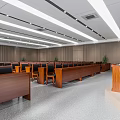 Spacious Conference Room With Rows Of Black Chairs Large Screen Ceiling Lights And Windows