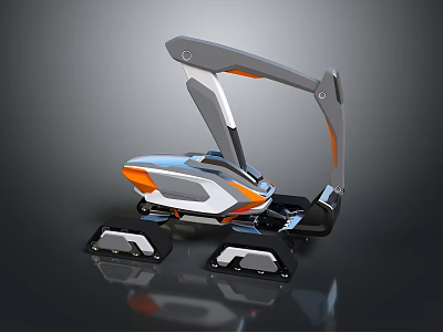 Futuristic Utility Vehicle With Mechanical Arm And All Terrain Chassis Silver Orange Exterior And Functional Design 3d model