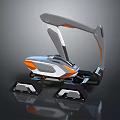 Futuristic Utility Vehicle With Mechanical Arm And All Terrain Chassis Silver Orange Exterior And Functional Design