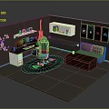 Modern Gaming Room Interior With Neon Lights Gaming Chair Sofa And PC Screens