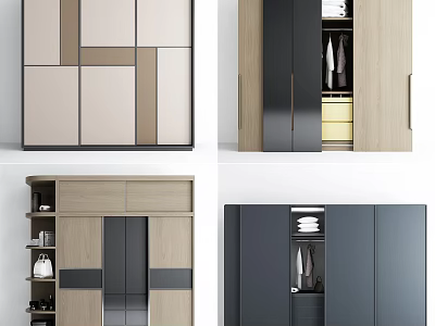 Modern Wardrobe Interior Designs With Mixed Color Panels And Storage Spaces 3d model