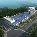 Modern Industrial Factory With Contemporary Design Green Trees Parking And Road Access