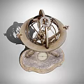 Vintage Decorative Ornament Set With Metal Structure Marble Base And Intricate Design Tabletop Decor
