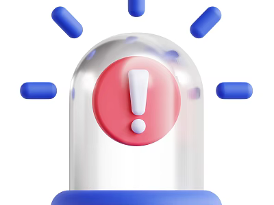 Outdoor Light With Transparent Cover Red Exclamation Mark And Blue Accents 3d model