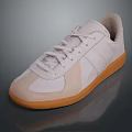 White Casual Daily Life Sneakers With Orange Sole Lace Up Design And Suede Accents