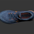 Nike Blue Running Shoes With Knitted Upper Orange Logo And Orange Sole