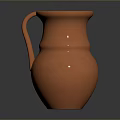Handcrafted Orange Textured Earthenware Jug With Handle For Daily Home Use 3d model