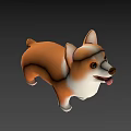 Cute Cartoon Corgi 3D Model With Orange And White Fur Standing Smile