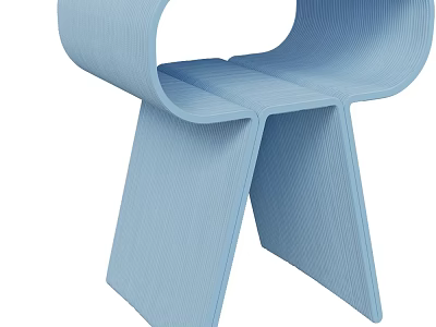 Light Blue Modern Stool With Curved Backrest And Crossed Legs Design 3d model