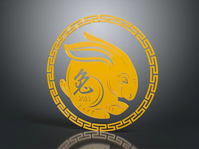 Furniture Decor With Yellow Circular Rabbit Meander Border And 2023 Tu Design 3d model