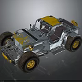 Yellow And Silver Off Road Car With Large Tires Open Design And Front Seats