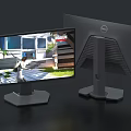 Dell Monitors With Dual Screen Display Showing Outdoor Scene And Modern Stand Design