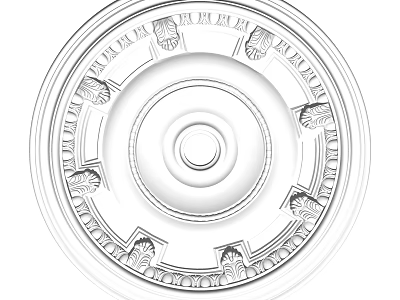 Ceiling Medallion White Decorative Ornate Design For Lighting Fixture On Ceiling With Intricate Patterns 3d model