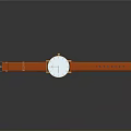 Stylish Leather Watch with Orange Strap Blue Dial Golden Bezel and Metal Buckle