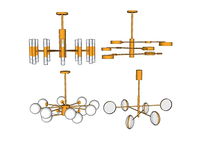 Contemporary Chandeliers With Different Design Styles Metal Frames And Glass Balls 3d model