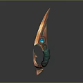 Unique Dagger Weapon Design With Orange Green Blade And Blue Circular Gem