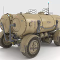 Khaki Utility Vehicle With Dual Tank Structure Multiple Wheels And Top Railings