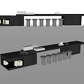 Modern Reception Desk Design With Black Surface Storage Drawers And Containers