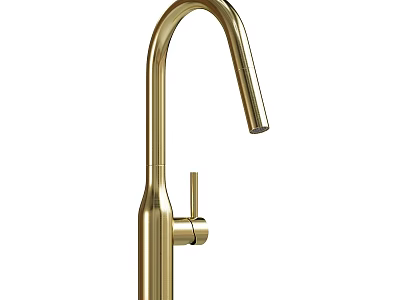 Elegant Sleek Golden Modern Faucet With Curved Spout And Single Handle Design 3d model