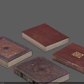 Elegant Vintage Maroon Books With Embossed Covers And Gold Accents