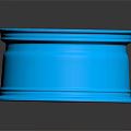 Blue 3D Rendered Wheel Rim With Stylish Spokes And Reflective Surface On Dark Backdrop