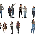 Group Of Diverse People Standing And Sitting In Various Casual Outfits