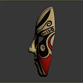 Elegant Traditional Mask in Red Black Gold with Curled Patterns as Fashion Accessory