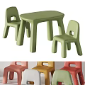 Green Plastic Kids Table and Chairs Set with Simple Design for Indoor Use