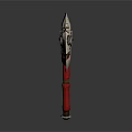 Wing Shaped Battle Axe With Decorative Patterns And Red Handle Design