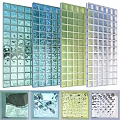 Modern Square Room Dividers With Transparent Textured Panels And Colorful Patterns